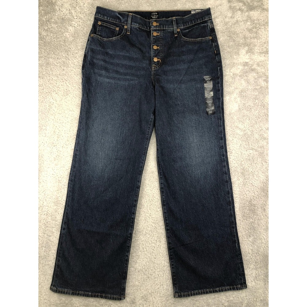 J Crew Jeans Womens 32 (36x30) Wide Leg Full Length All Day Stretch Button Fly